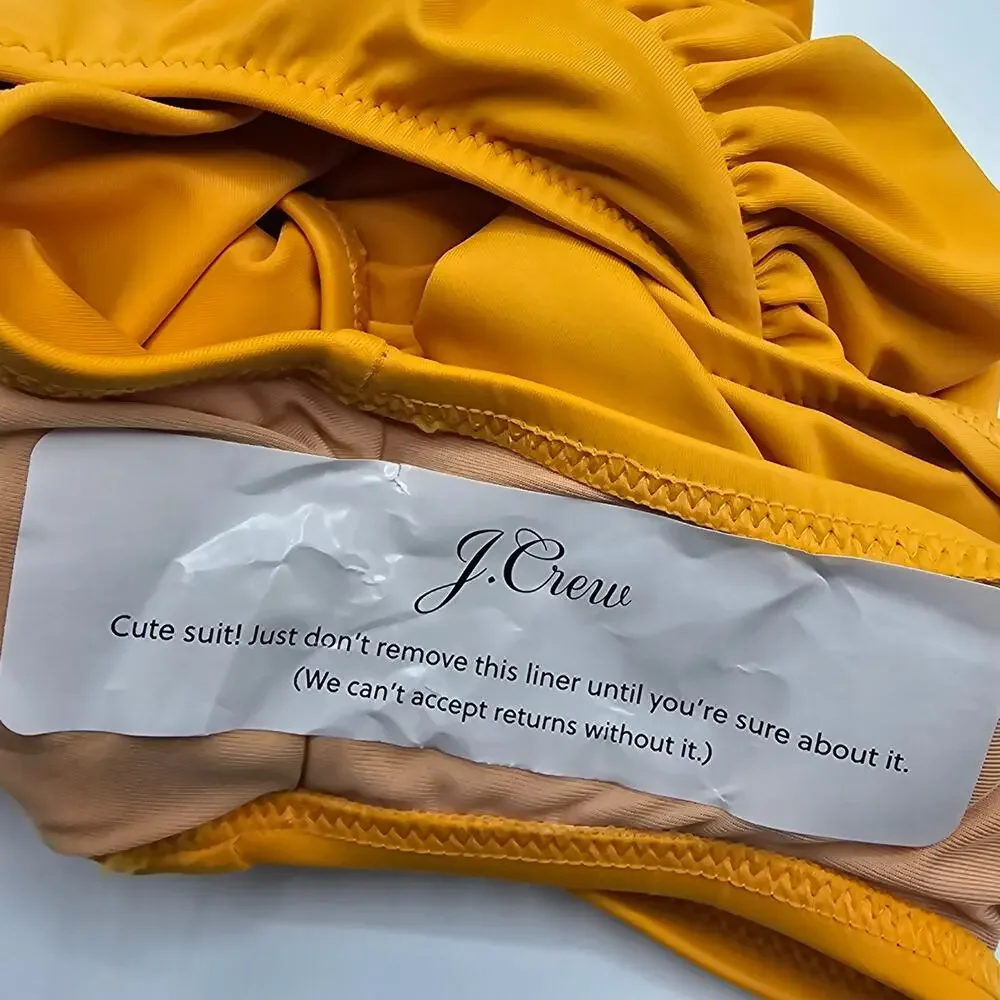 J. Crew Woman size 0 Scrunchie Strap Plunge One Piece Swimsuit Yellow Cheeky NEW